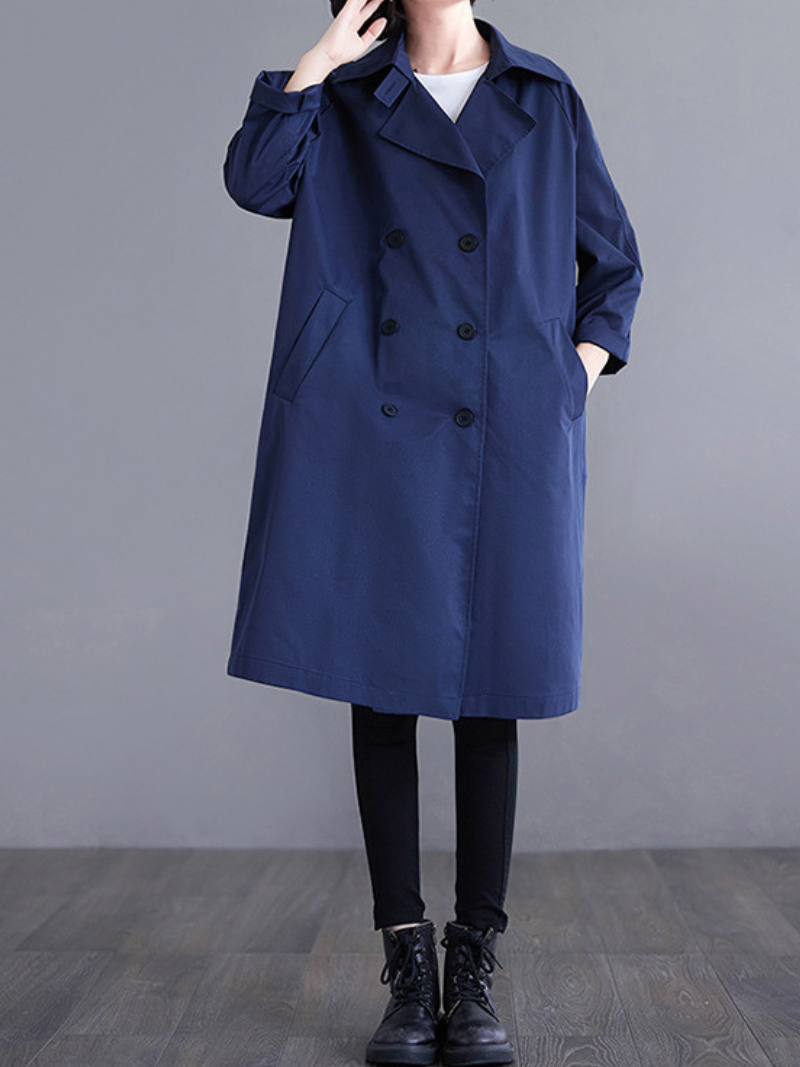 Minimal Acrylic Double-Breasted Women's Trench Coat for Elevated Everyday Style