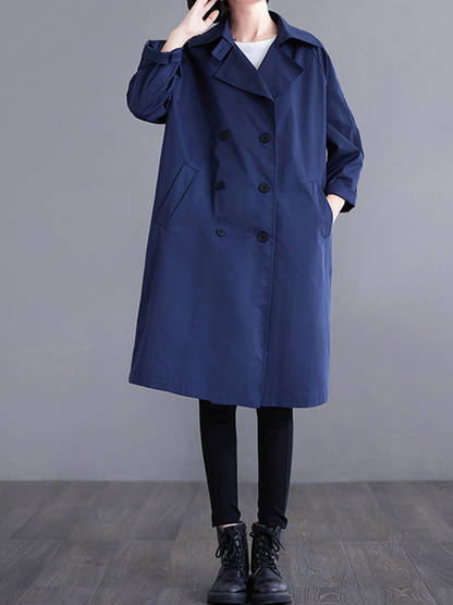 Minimal Acrylic Double-Breasted Women's Trench Coat for Elevated Everyday Style