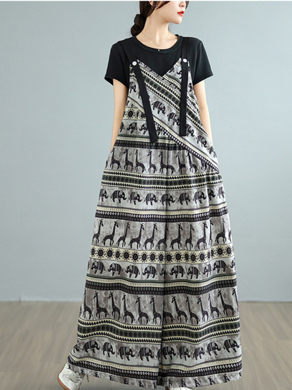 Trendy Printed Loose Overalls Jumpsuit for Women | Eva Trends