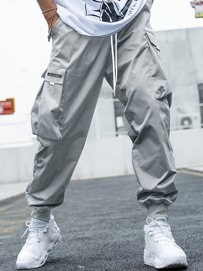 Men's Multi-Pocket Cargo Pants – Loose Fit, Drawstring, 7 Colors, S–3XL