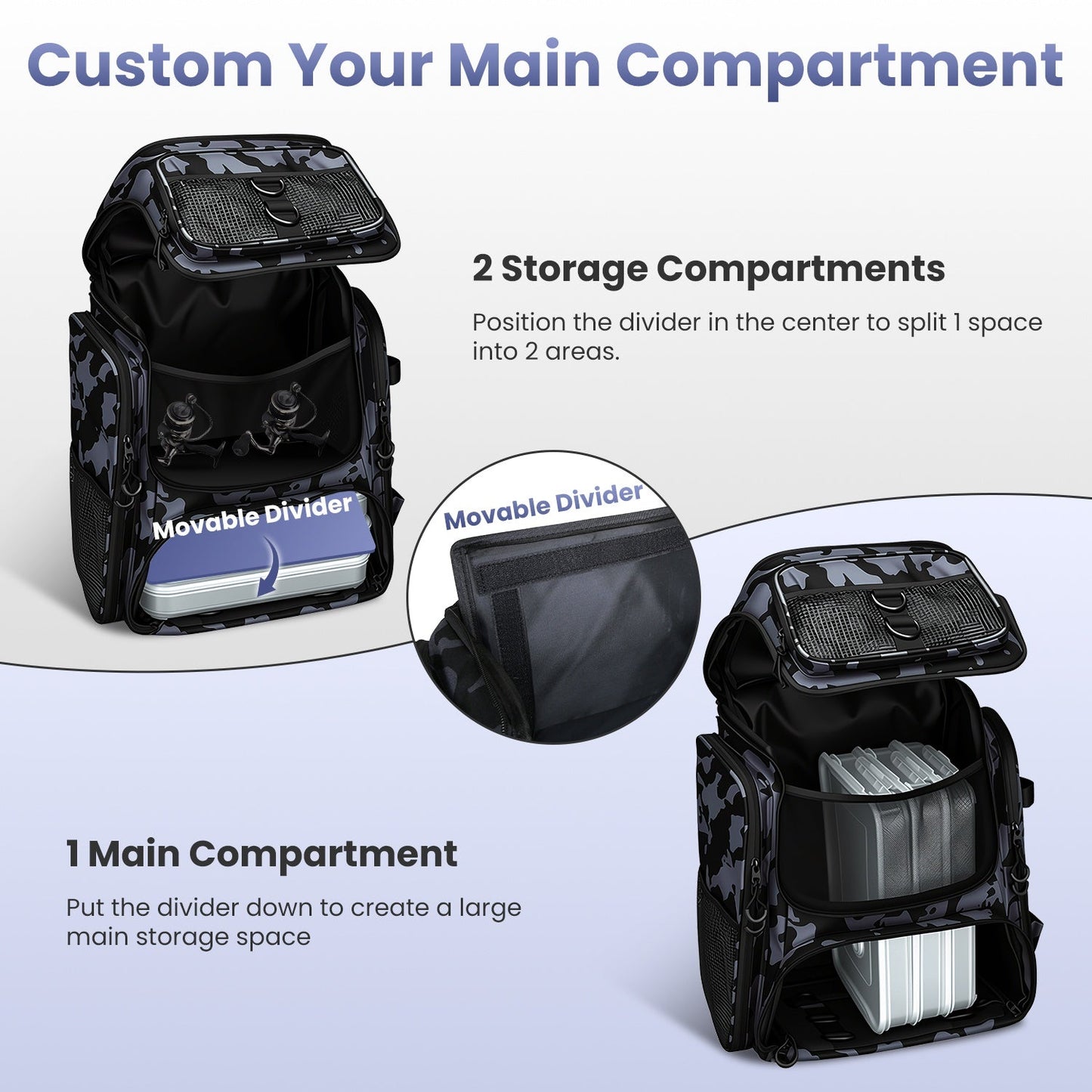 42L Fishing Backpack with Rod Holders & 16 Pockets – Water-Resistant