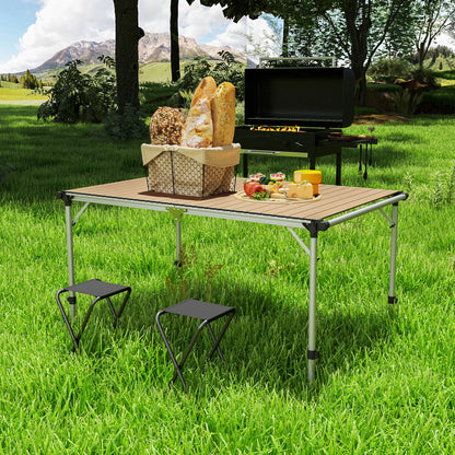 Folding Camping Table with Adjustable Height – Aluminum, Portable