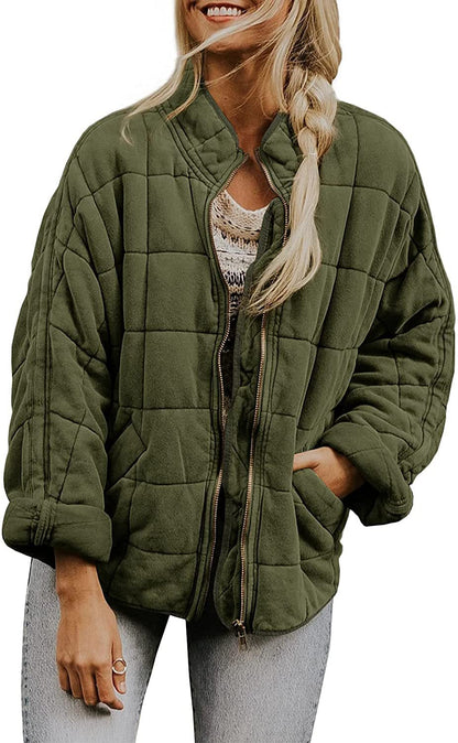 Women's Zip-Up Stand Collar Jacket – Casual Lightweight Jacket