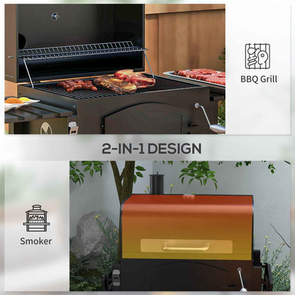 Charcoal BBQ Grill | 371 Sq In with Adjustable Height, Folding Shelves & Thermometer