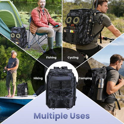 42L Fishing Backpack with Rod Holders & 16 Pockets – Water-Resistant
