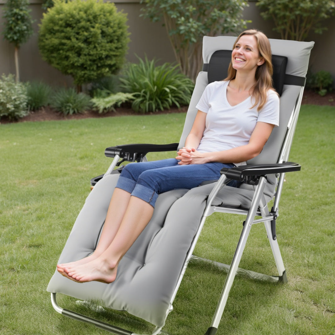Zero Gravity Reclining Chair with Removable Cushion – Outdoor Lounge Chair