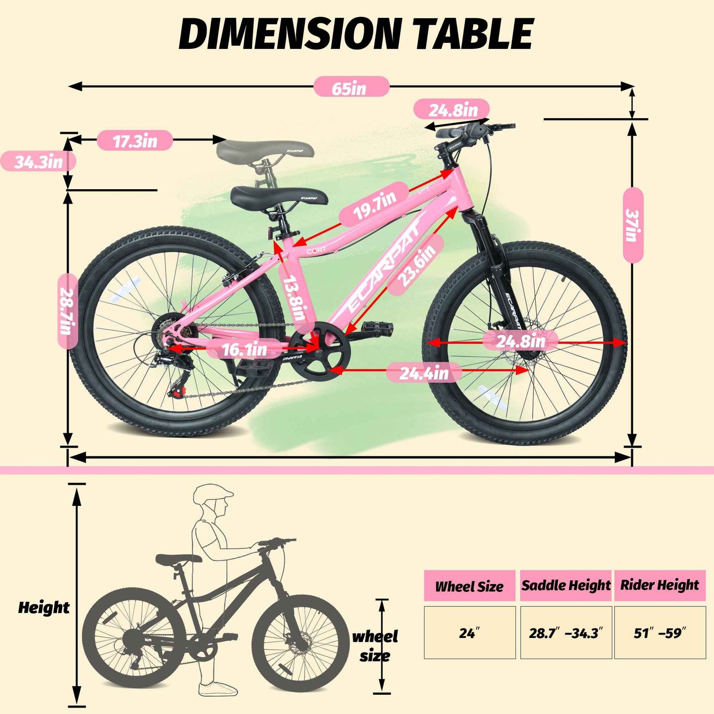 24" Youth Mountain Bike | 7-Speed, Front Disc Brake, Suspension & Alloy Rims