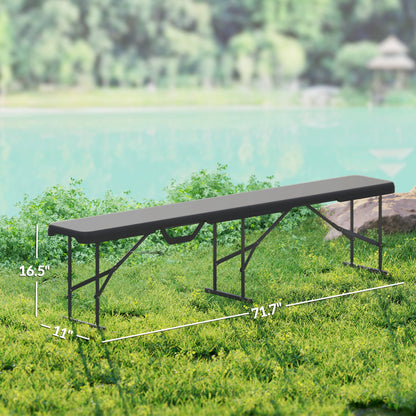 6 FT Folding Camping Bench Set of 2 | 529 lb Capacity, HDPE Top with Carry Handle