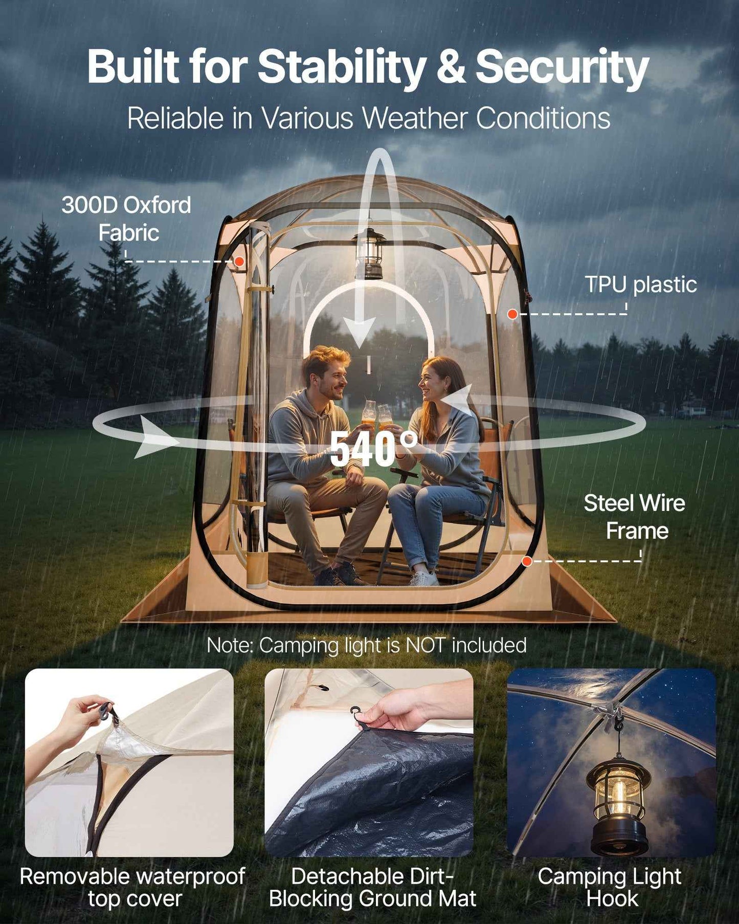Clear Bubble Pod Tent | 50x50" Pop-Up Igloo Shelter for Camping, Fishing & Events