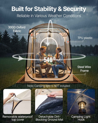 Clear Bubble Pod Tent | 50x50" Pop-Up Igloo Shelter for Camping, Fishing & Events