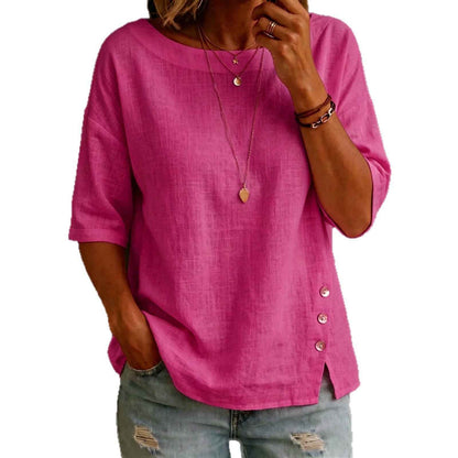 Women's Asymmetric Button Casual Top – Relaxed Everyday Blouse