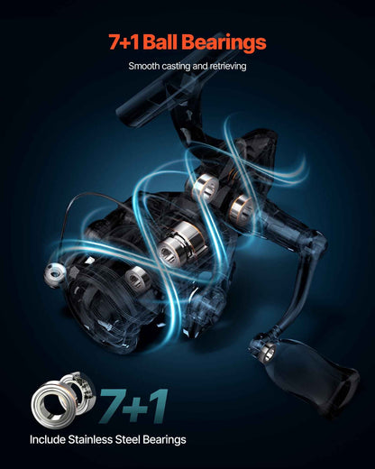 IM7 Carbon Fiber Spinning Rod & Reel Combo – 7 ft, 7+1 BB, EVA Handle