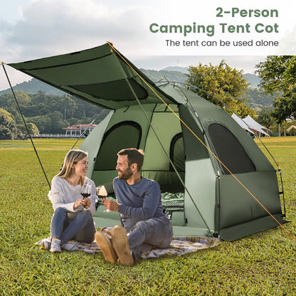 5-in-1 Camping Tent Cot with Air Mattress & Sleeping Bags — 2 Person