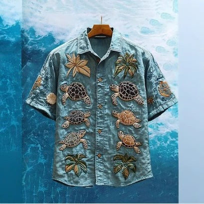 Men's Retro Animal Print Short-Sleeve Shirt