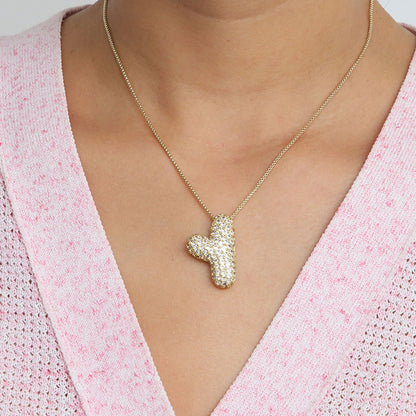 Bubble Initial Diamond Necklace
