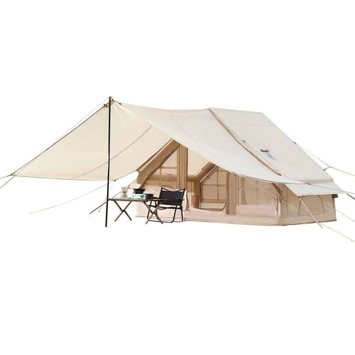 3–5 Person Inflatable Glamping Tent with Canopy – 4-Season 300D Oxford Tent with Stove Jack & AC Port