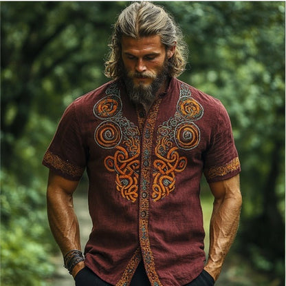 Men's Retro Animal Print Short-Sleeve Shirt