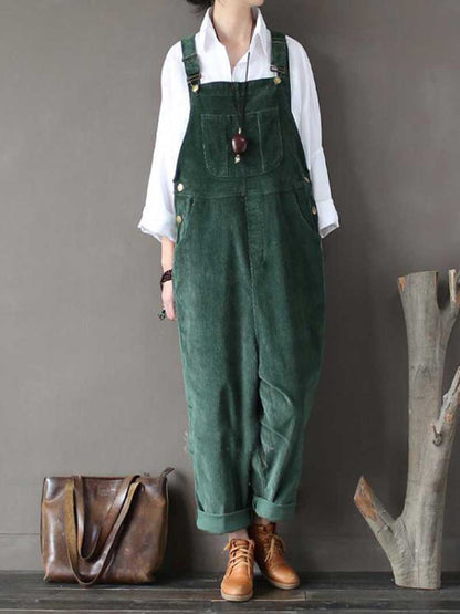Relaxed Cotton Overalls with Adjustable Straps & Pockets