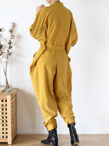 Cotton Belted Utility Jumpsuit - Relaxed Everyday Fit