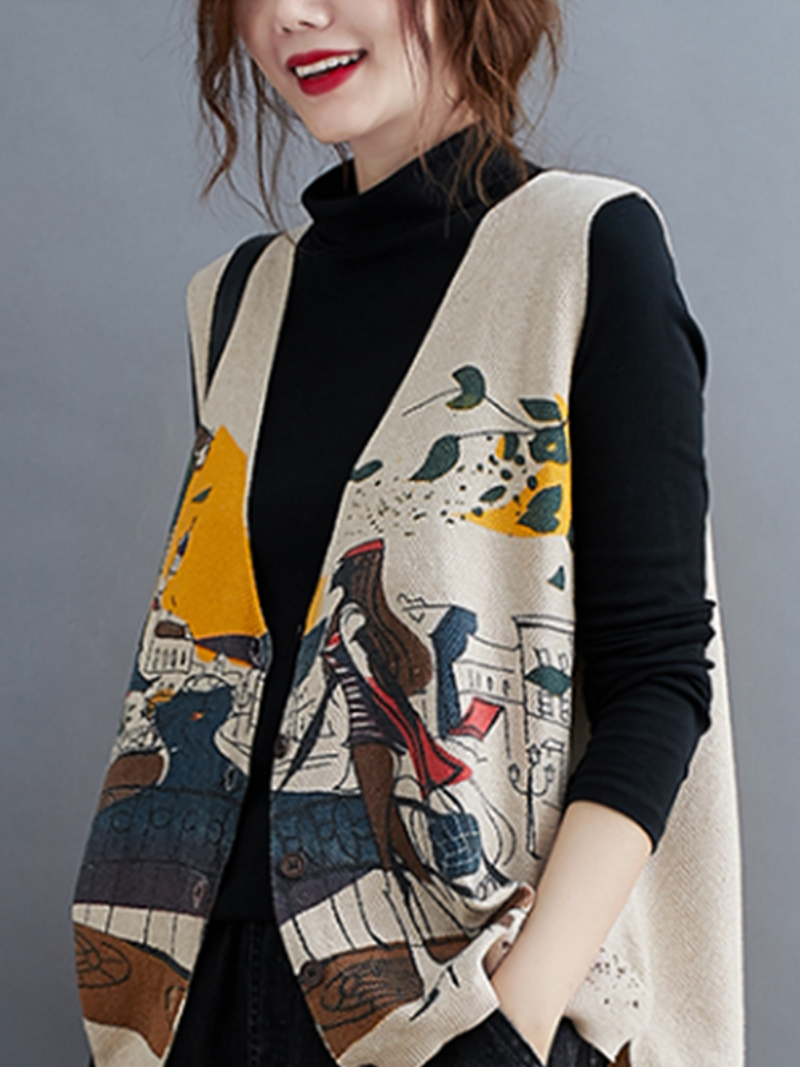 Trendy Women's Print Knitted Cardigan | Eva Trends
