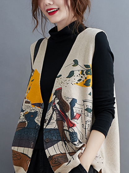 Trendy Women's Print Knitted Cardigan | Eva Trends