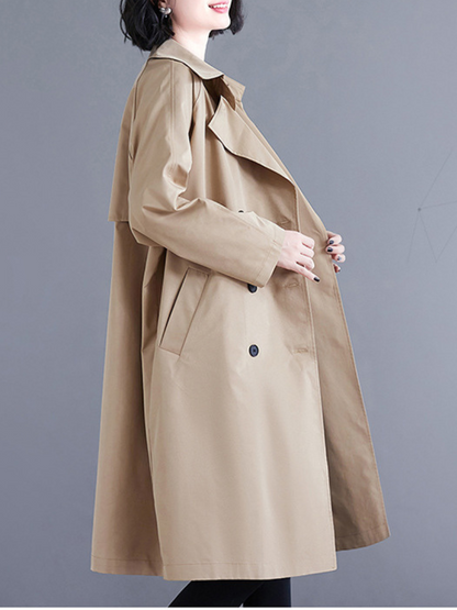 Minimal Acrylic Double-Breasted Women's Trench Coat for Elevated Everyday Style