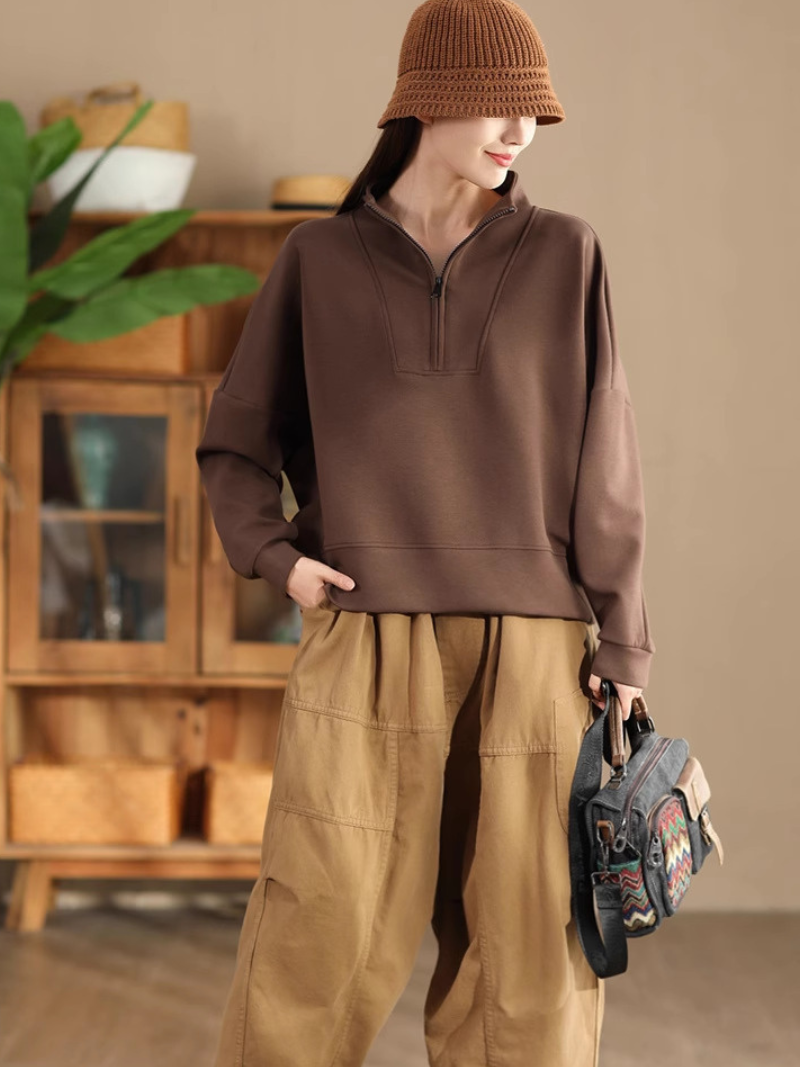Cozy Women's Half Open Collar Loose Sweater | Eva Trends