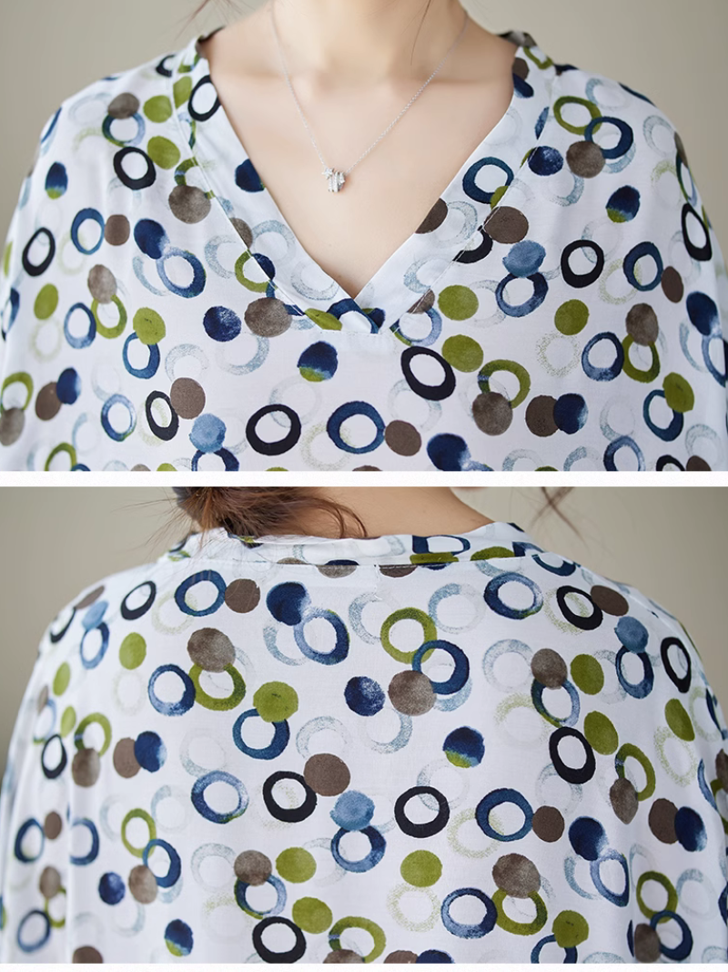 Women's Beach Big Dots V-neck Printed Kaftan dress