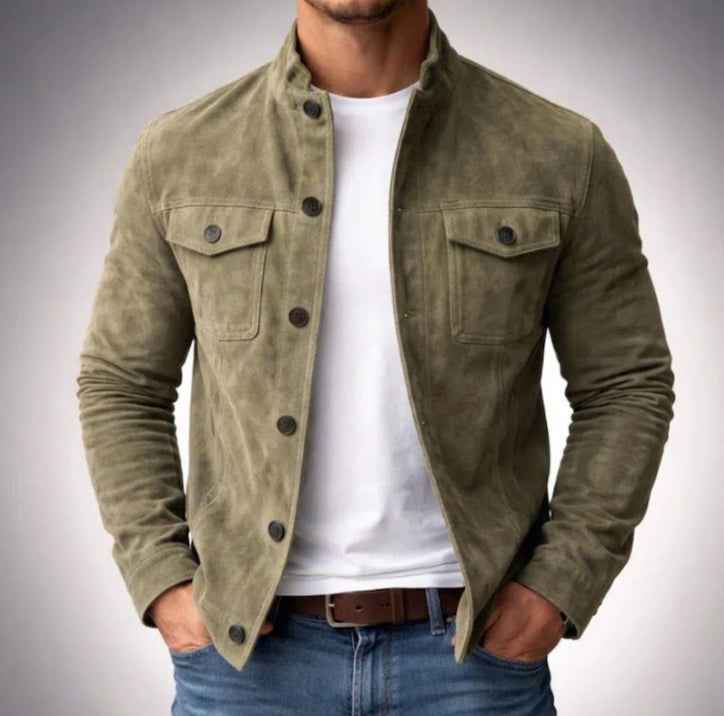 Men's Slim-Fit Faux Suede Jacket – Vintage Casual Outerwear
