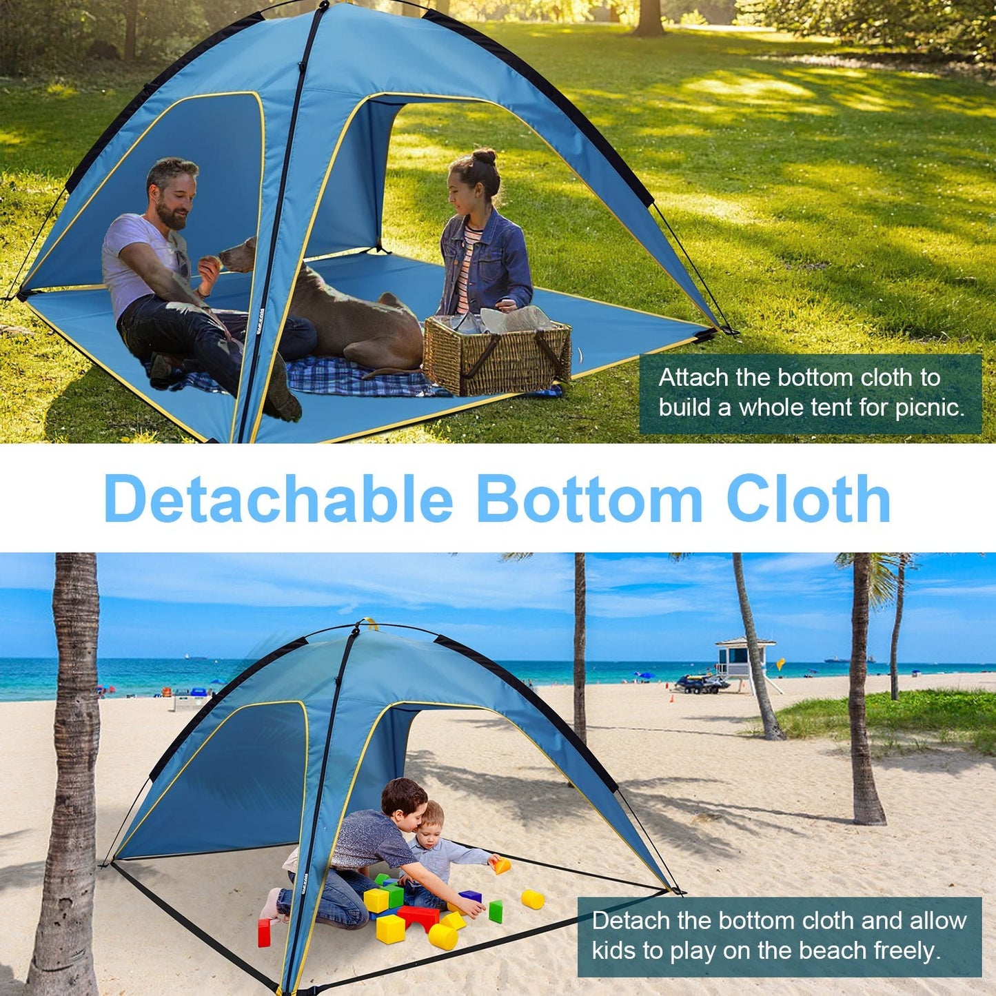 4-6 Person Beach Tent Canopy – UPF 50+ Sun Shelter