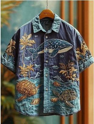 Men's Retro Animal Print Short-Sleeve Shirt