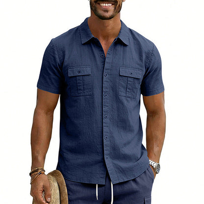Men's Multi-Pocket Cargo Short-Sleeve Shirt