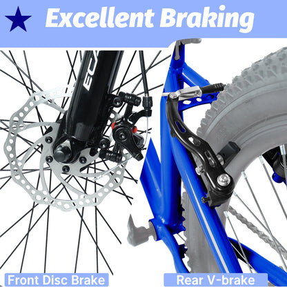 24" Youth Mountain Bike | 7-Speed, Front Disc Brake, Suspension & Alloy Rims