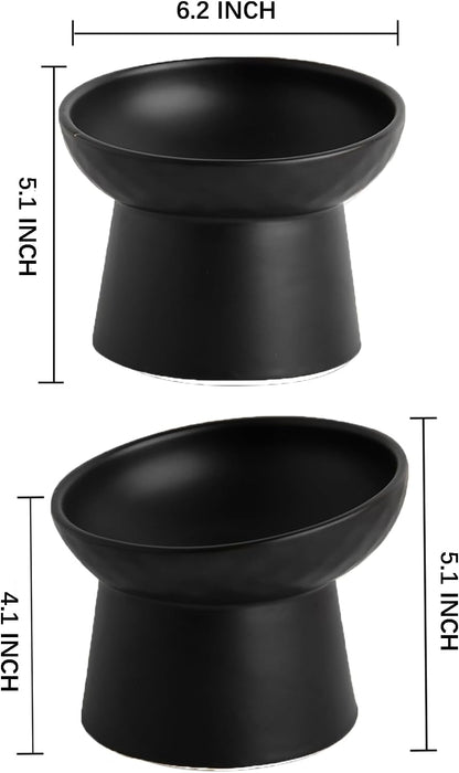 Ceramic Raised Cat Bowls Elevated Porcelain Pet Feeder Dish For Cats And Small Dogs Stress-Free Tilted Pet Food And Water Bowls Set Dishwasher And Microwave Safe