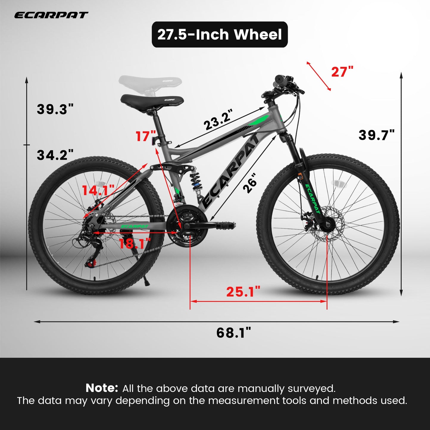 27.5" Full-Suspension Mountain Bike | 21-Speed, Mechanical Disc Brakes & Dual Shock Absorbers
