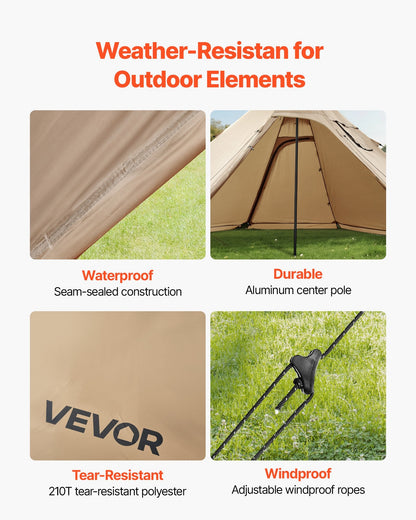 4-Person Hot Tent with Stove Jack | 4-Season Waterproof Tipi Camping Tent