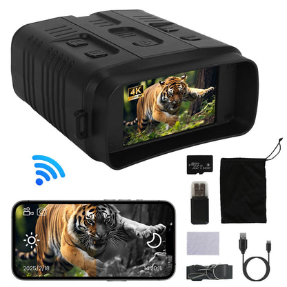 4K Night Vision Goggles – 10x Optical Zoom, 31MP, 800m IR Range, WiFi App & 3" LCD Screen