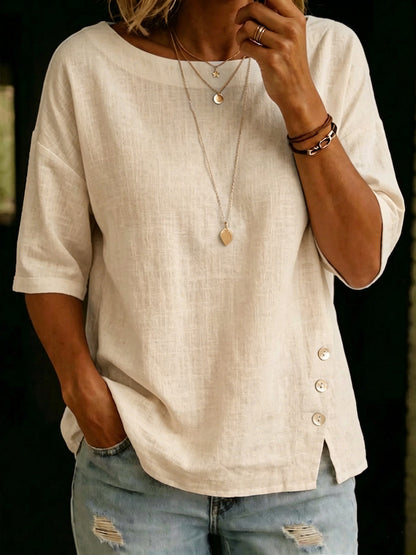 Women's Asymmetric Button Casual Top – Relaxed Everyday Blouse