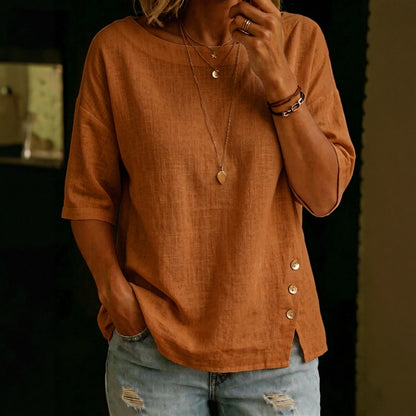 Women's Asymmetric Button Casual Top – Relaxed Everyday Blouse