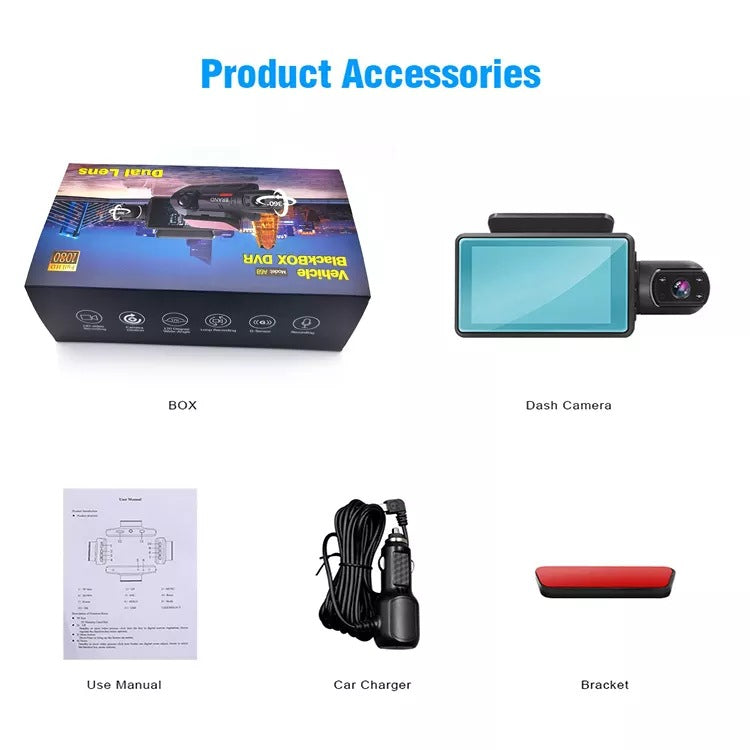 Car Front Car 3-inch Driving Recorder HD Dual Lens On-board Camera