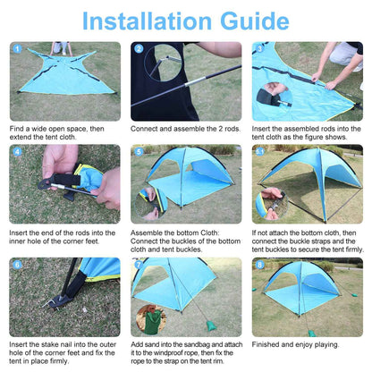 4-6 Person Beach Tent Canopy – UPF 50+ Sun Shelter