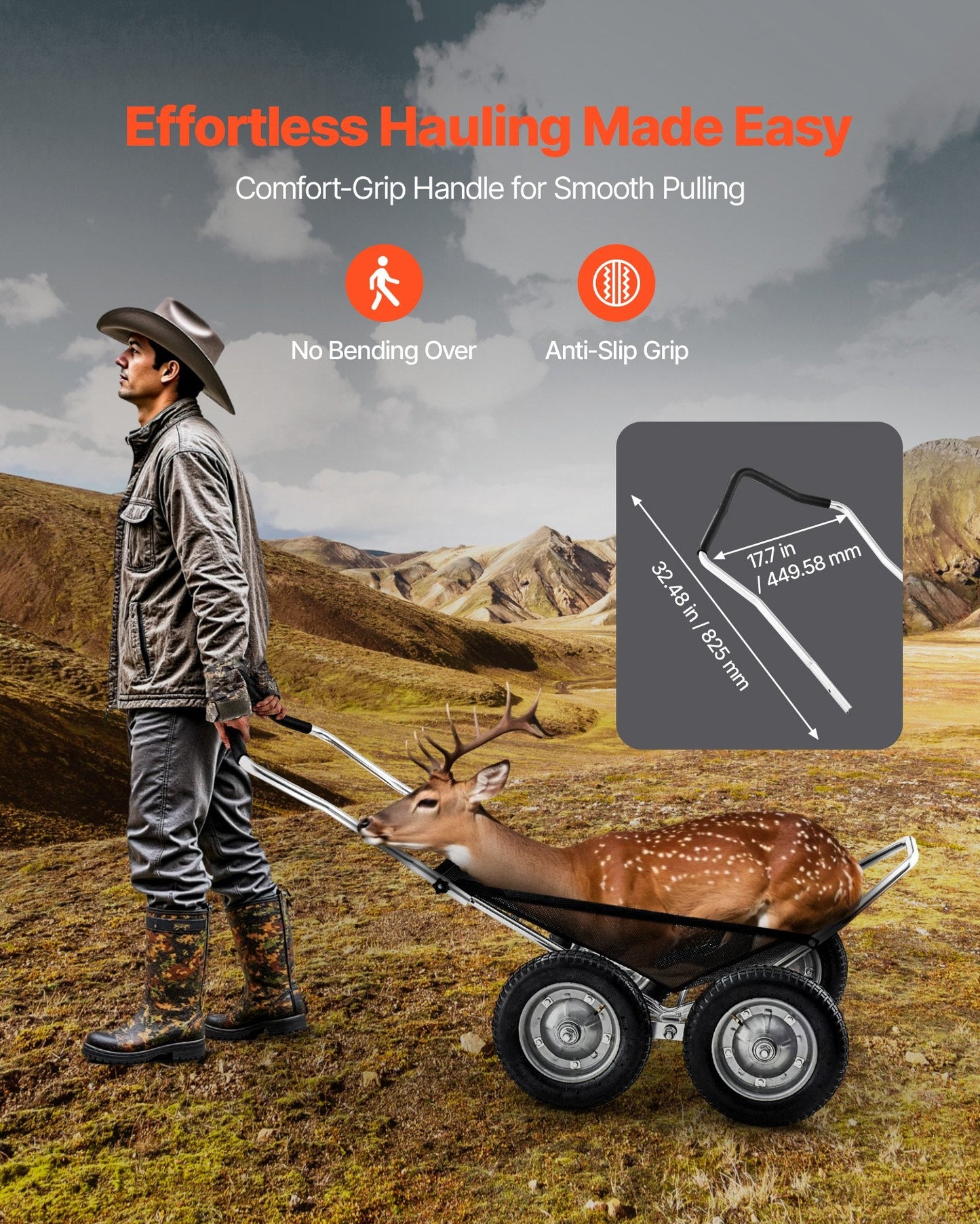 500 lb All-Terrain Folding Deer Cart Game Hauler