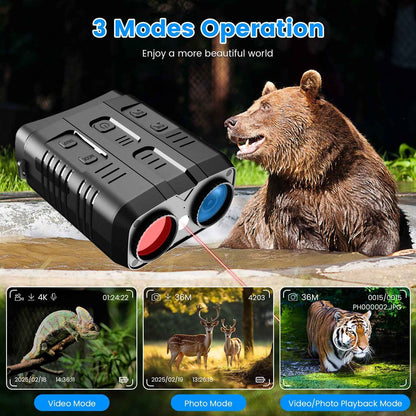 4K Night Vision Goggles – 10x Optical Zoom, 31MP, 800m IR Range, WiFi App & 3" LCD Screen