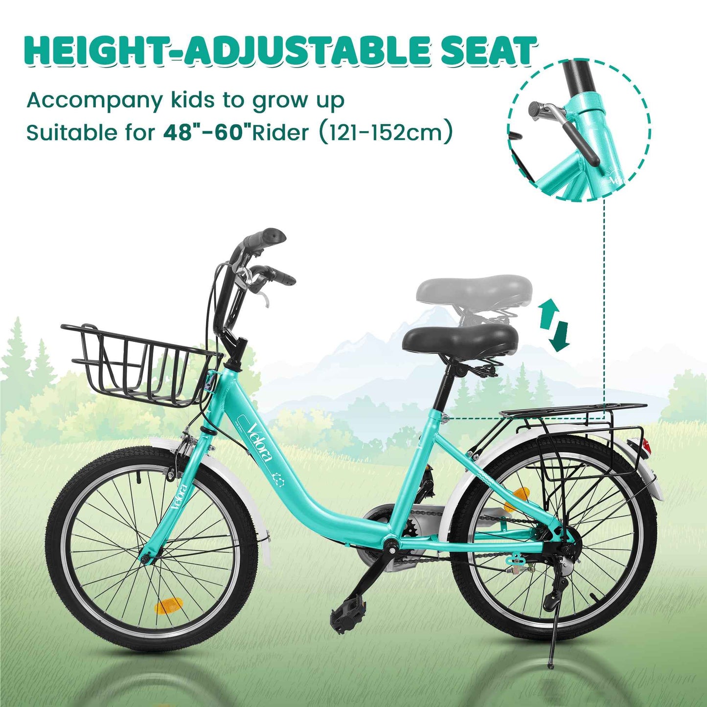 20" Kids Bike for Boys & Girls | Coaster Brake & V-Brake, Chain Guard & Rear Rack