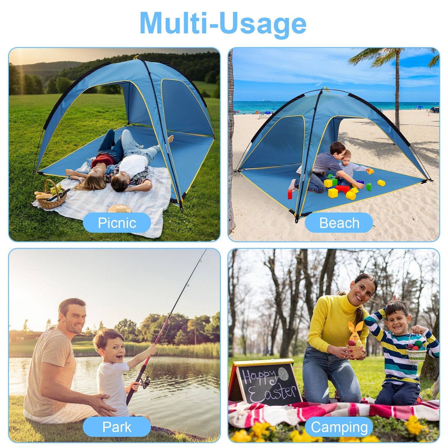 4-6 Person Beach Tent Canopy – UPF 50+ Sun Shelter