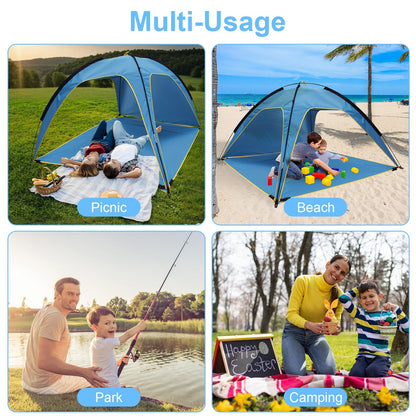 4-6 Person Beach Tent Canopy – UPF 50+ Sun Shelter