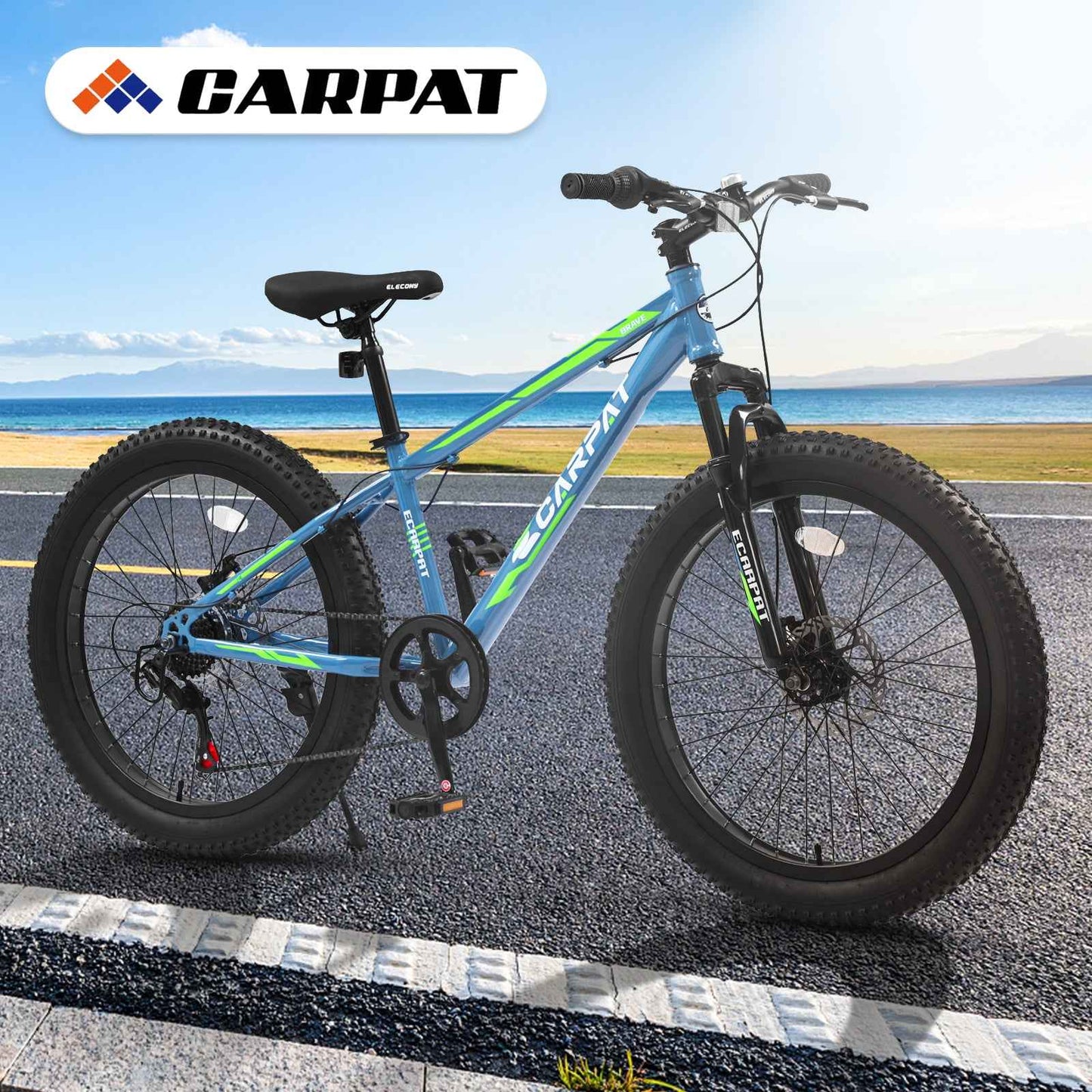 24" Fat Tire Mountain Bike | Full Shimano 7-Speed, Dual Disc Brakes & Front Suspension