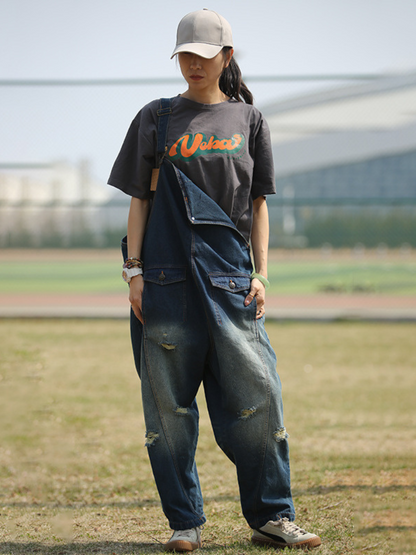 Chic & Relaxed Women's High Waist Denim Dungarees | Eva Trends
