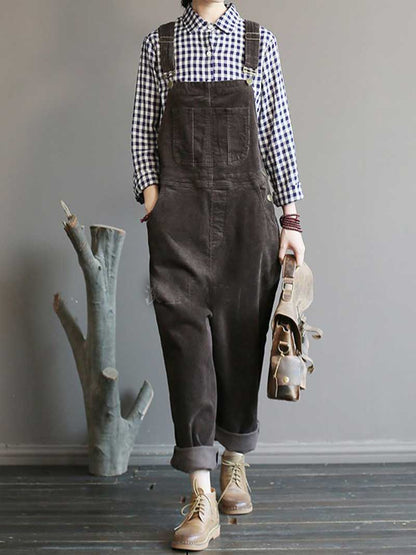 Relaxed Cotton Overalls with Adjustable Straps & Pockets