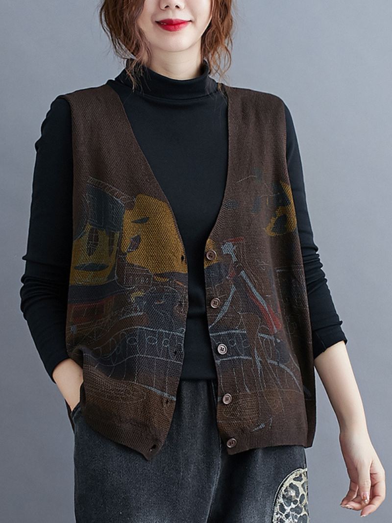 Trendy Women's Print Knitted Cardigan | Eva Trends